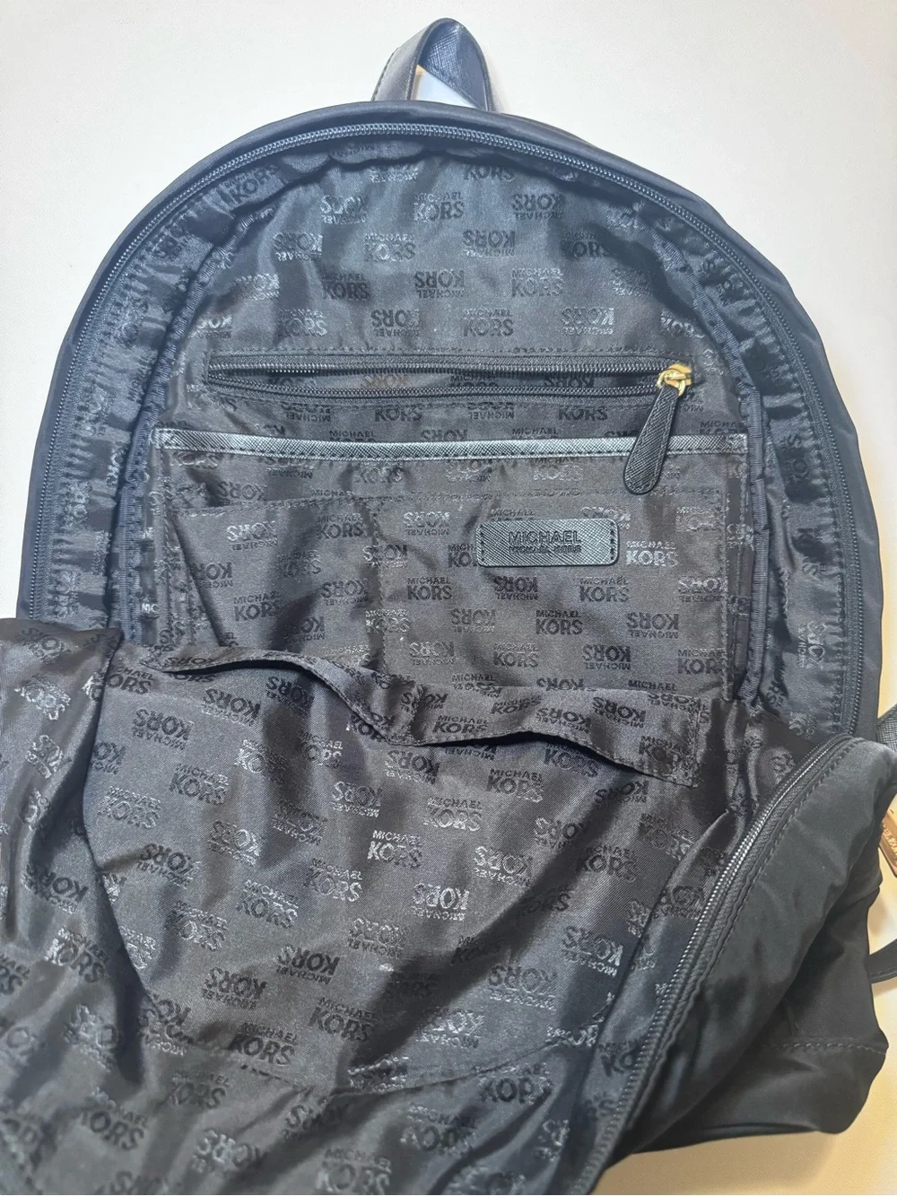 Michael Kors Black Nylon Mini Backpack with Gold Hardware